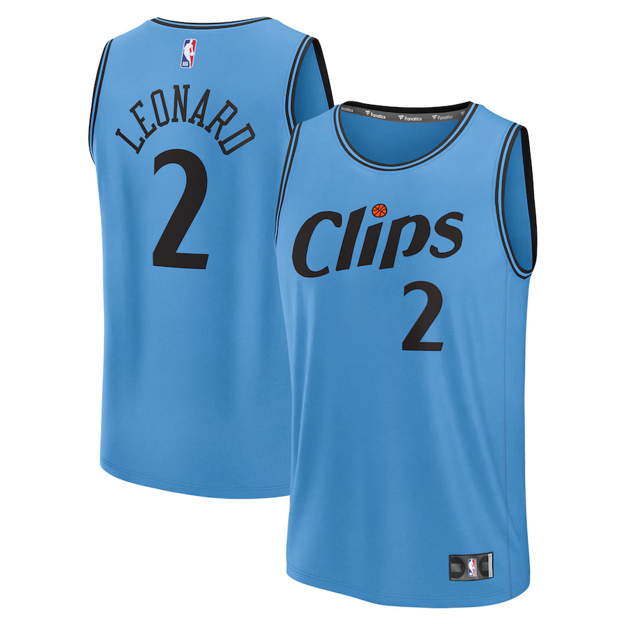 Men Los Angeles Clippers #2 Kawhi Leonard Fanatics Light Blue City Edition 2024-25 Fast Break Player NBA Jersey